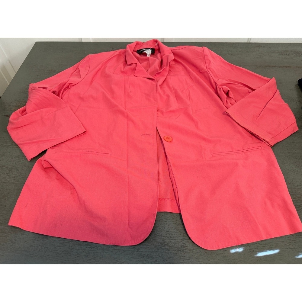 Sag Harbor Woman Coral Pink Blazer Jacket Plus Size 20W Single Button Cuffed 3/4